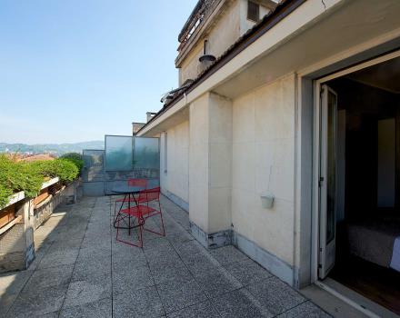 The panoramic view from the terrace of the superior rooms of the best Western Hotel Luxor in Torino